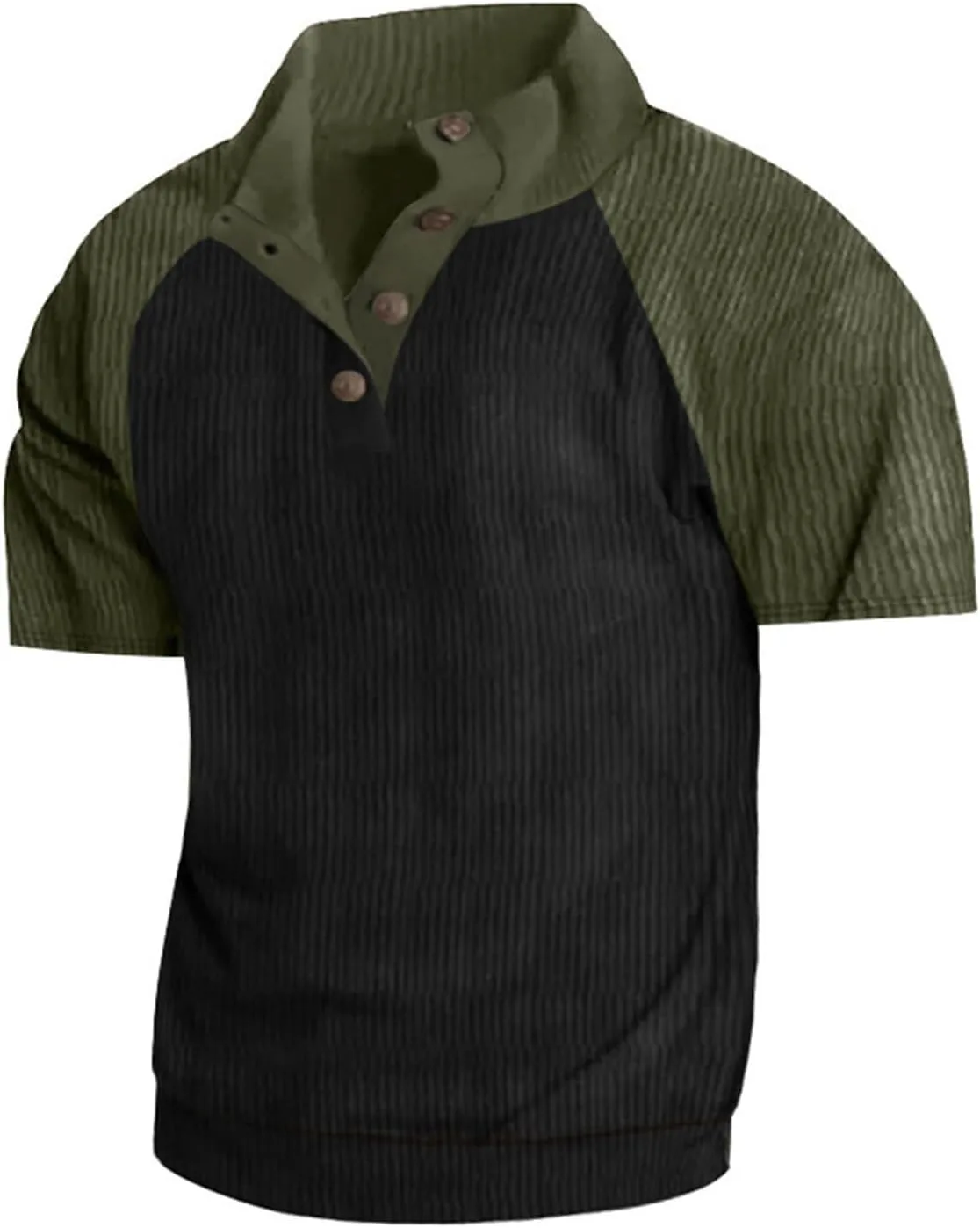 

Мужская футболка хенли с коротким рукавом реглан, корд, цветной блок, карман