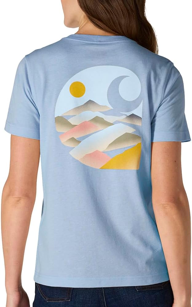 

Carhartt Womens Женская футболка Relaxed Fit с коротким рукавом и принтом на кармане, Light Faded Navy, Синий, Carhartt Womens Женская футболка Relaxed Fit с коротким рукавом и принтом на кармане, Light Faded Navy