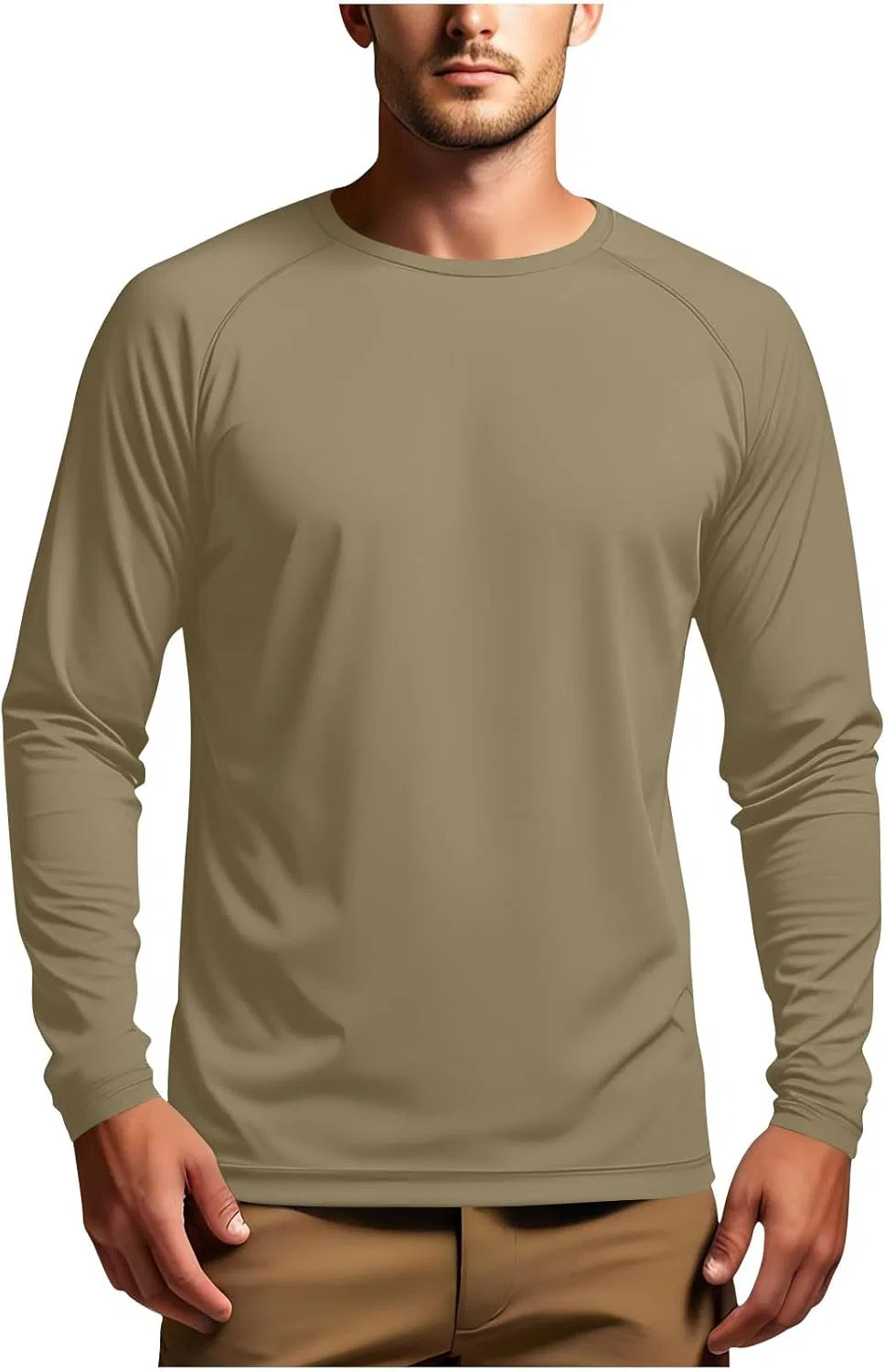 Мужская футболка с длинным рукавом, свободный крой, Generic, Army Green