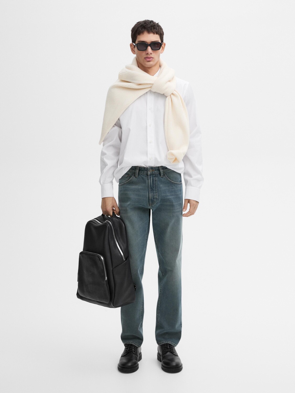 

Рубашка из 100% хлопкового поплина Massimo Dutti, белый