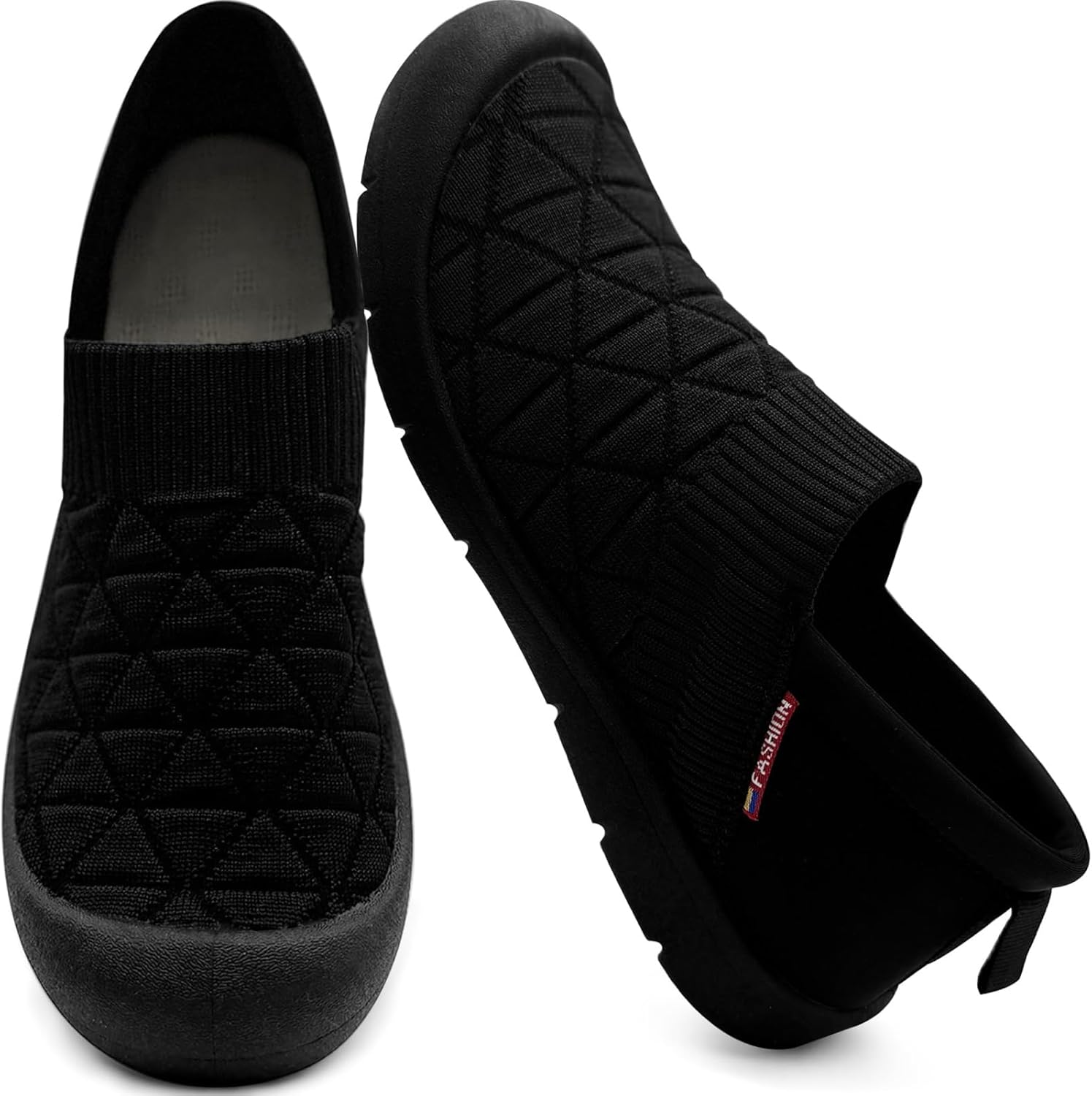 

Мужские и женские тапочки с вязаным манжетом, закрытой пяткой, минималистичного дизайна, удобные для ходьбы, повседневные тапочки-слипы, модные кроссовки, дышащие лоферы на ножку Kvotuu, черный