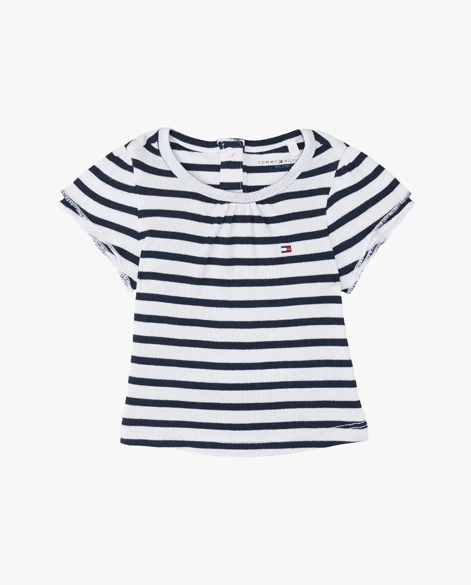 

Малышка девочка полосатая футболка с коротким рукавом Tommy Hilfiger, синий