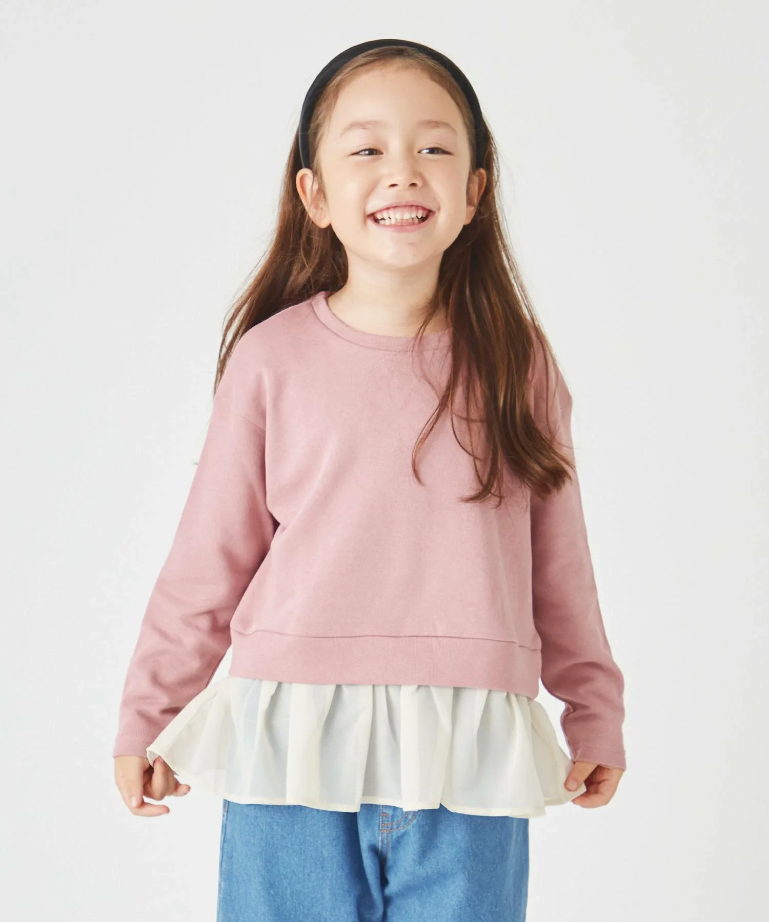 Свитшот рюшистый верх Ever Closet, Smoky Pink Beige
