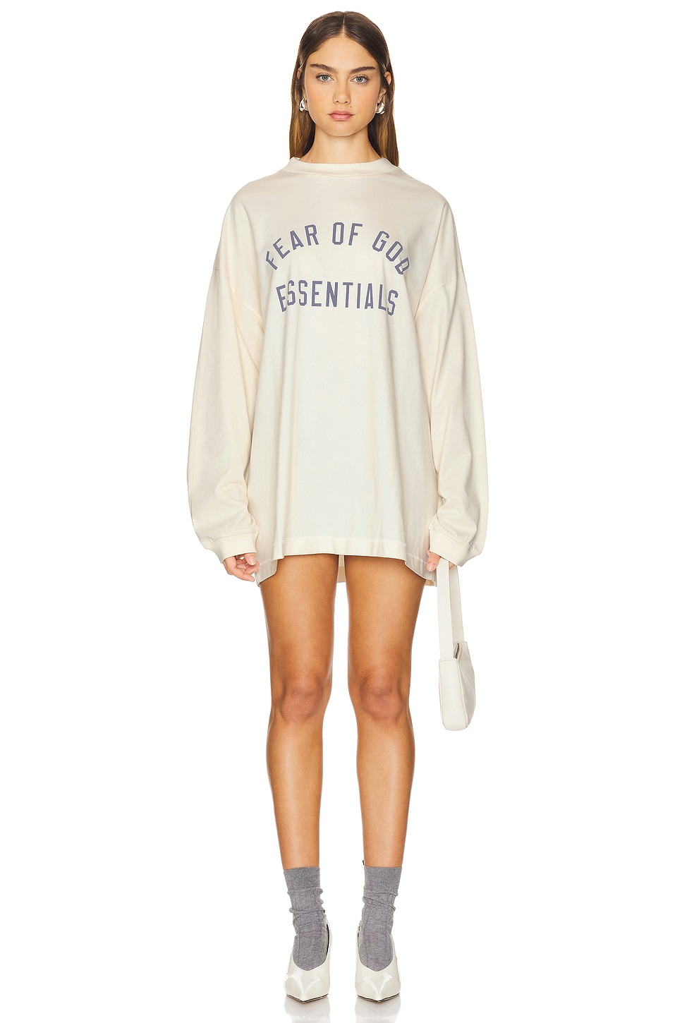 

Футболка с длинным рукавом из джерси Fear Of God Essentials, цвет shell