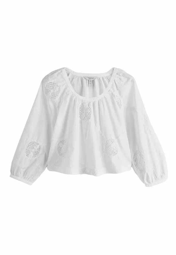Блуза Next, Regular fit crochet insert long sleeve bardot top, белый — фото 4