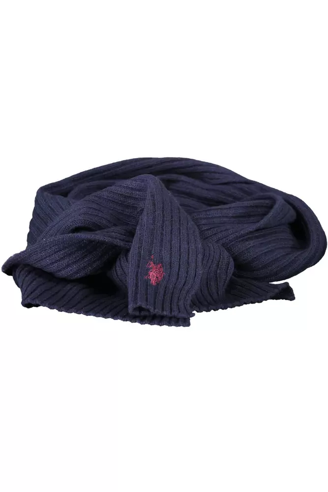 

Синий шерстяной мужской шарф U.S. Polo Assn.