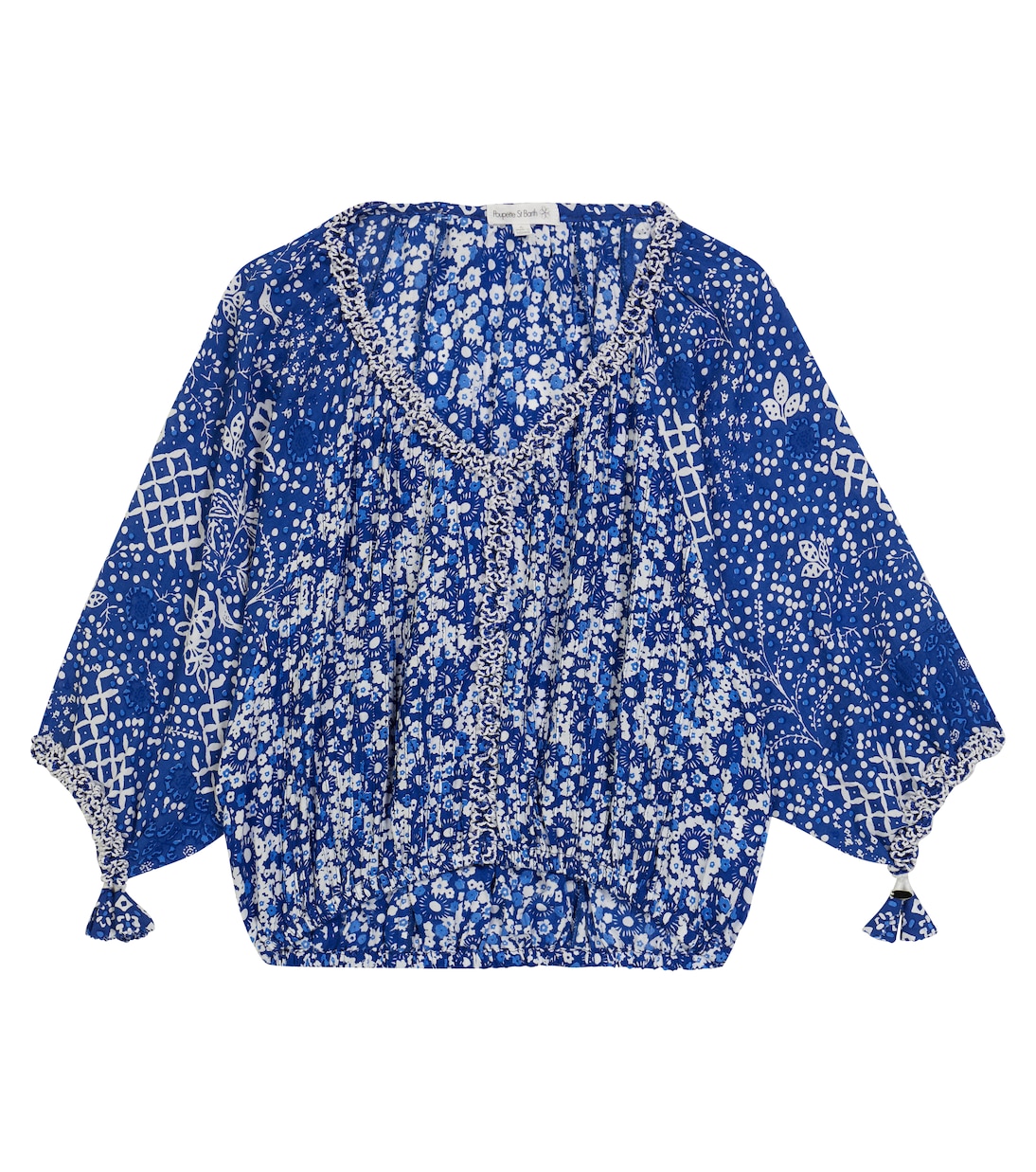 

Блузка Ариэль с цветочным принтом Poupette St Barth Kids, Blue Antibes Atb