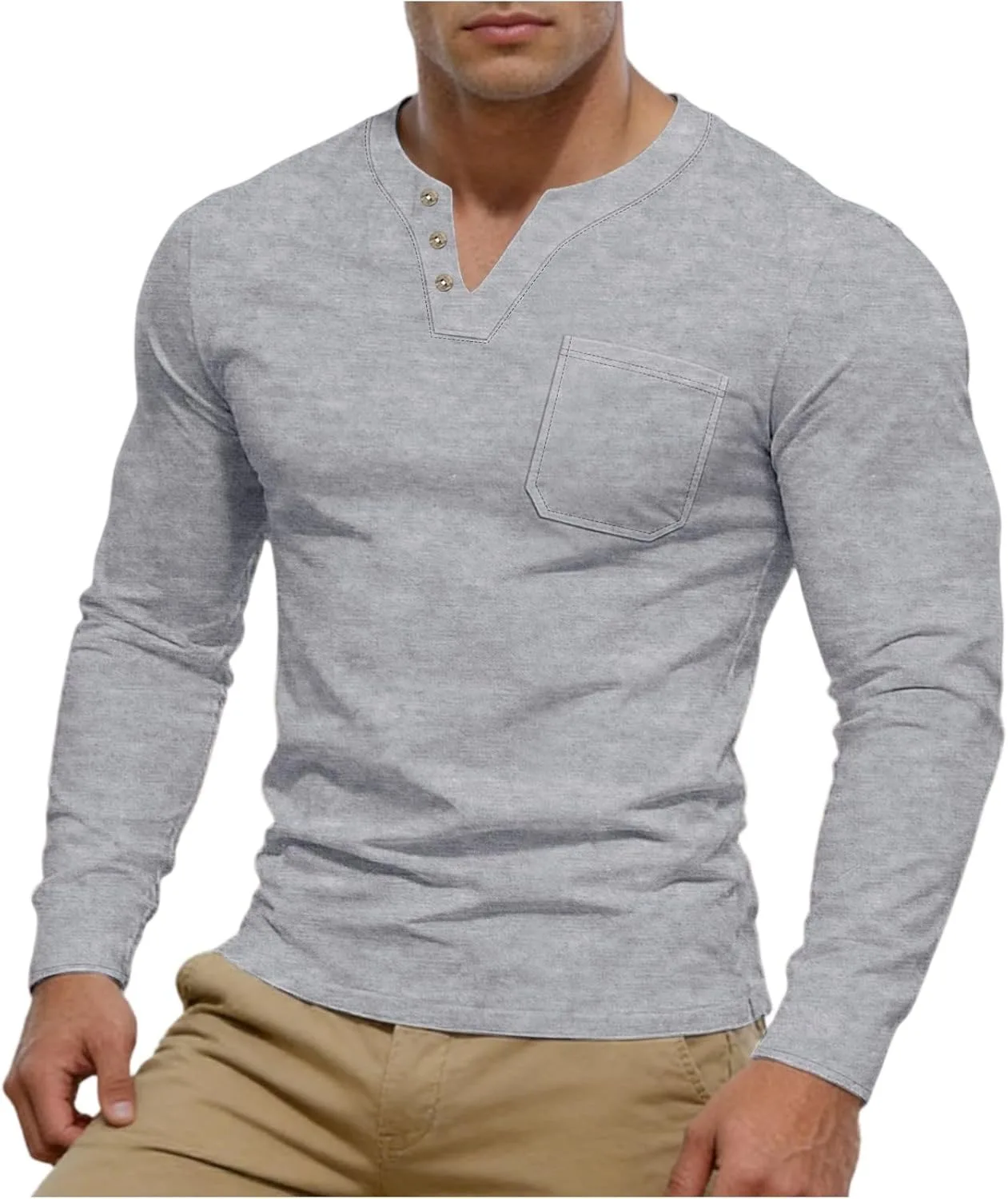 

Мужская футболка с длинным рукавом и v-образным вырезом lopmou