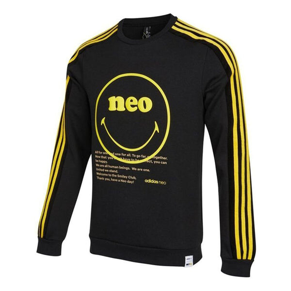 

Толстовка Men's adidas neo Smly Swt Smiling Face Printing Knit Round Neck Pullover Black, черный