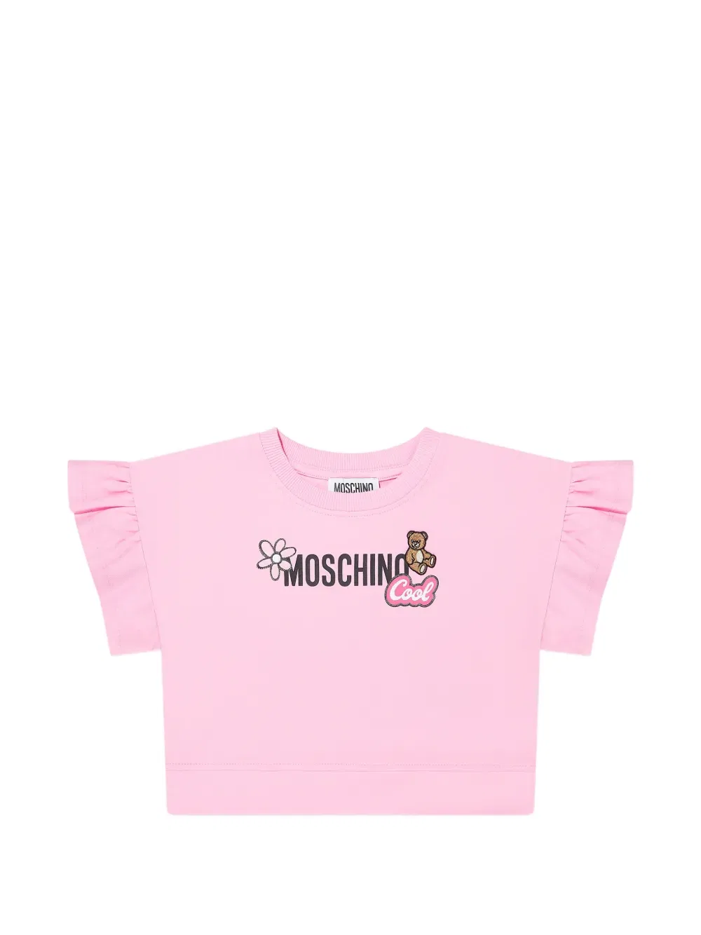 Комплект из топа и шортов с оборками Moschino Kids, розовый — фото 3