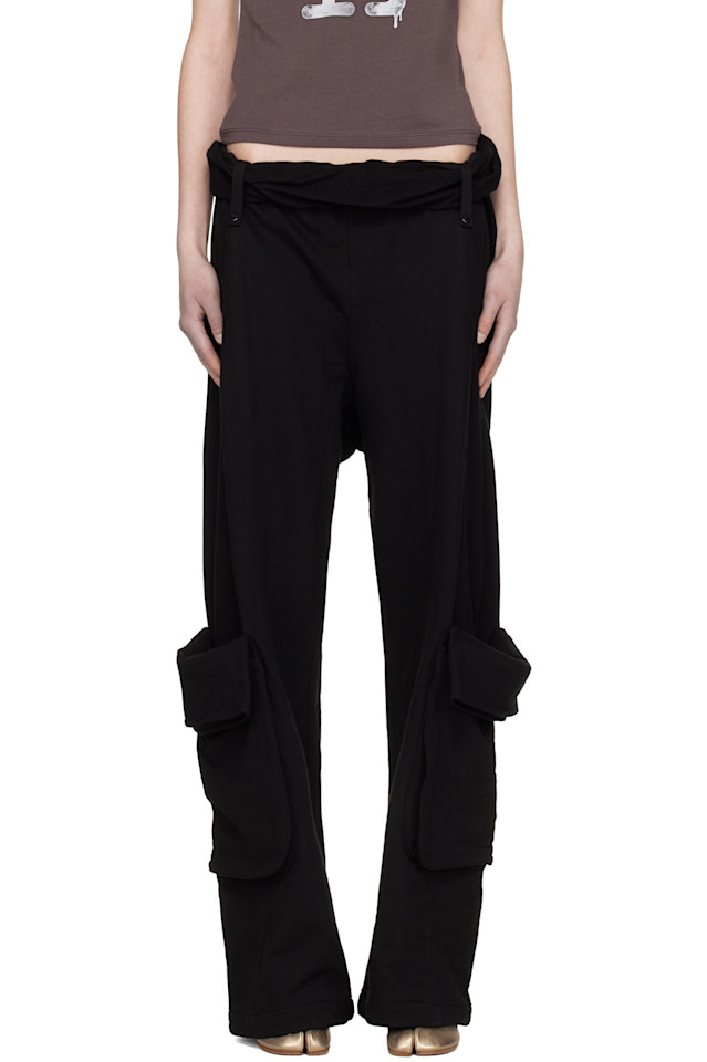 

Спортивные брюки-карго с подвернутым поясом Open Yy, черный