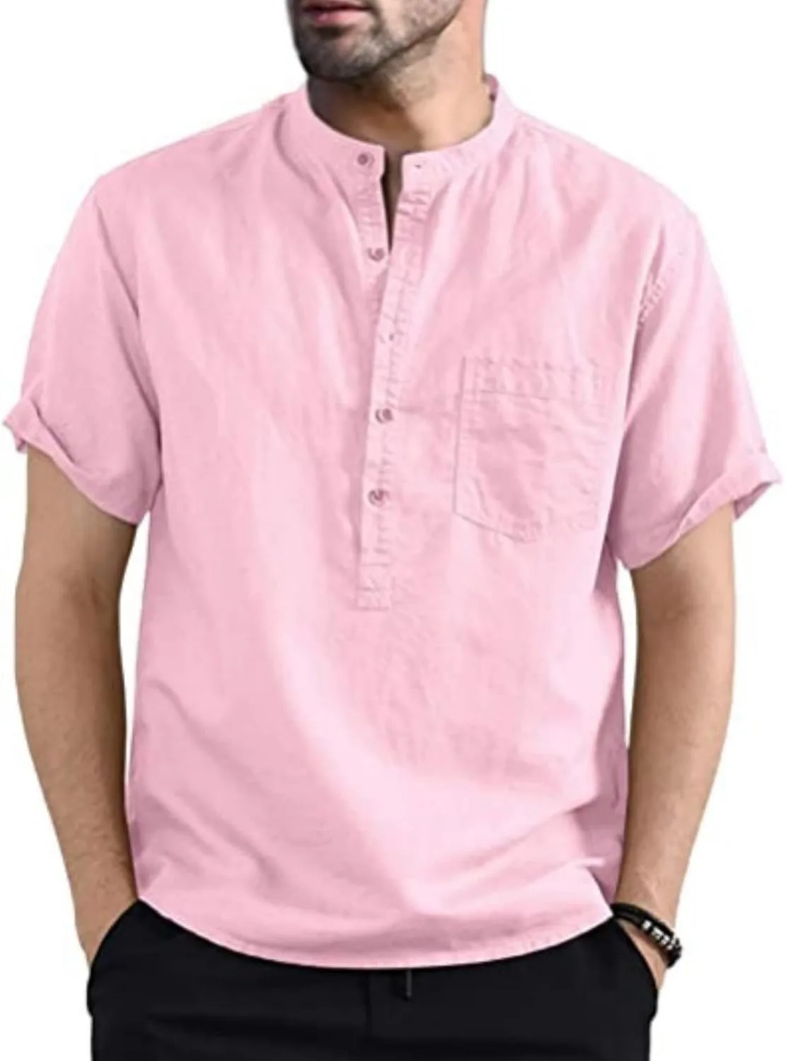 

Мужская хлопковая льняная рубашка-поло с коротким рукавом Weinexra