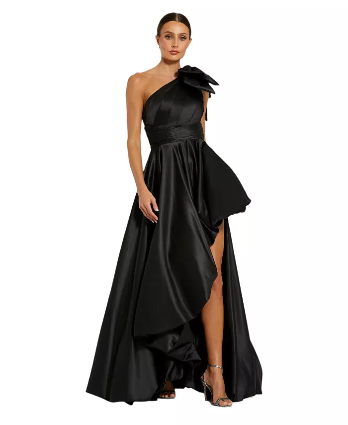 

Женское сатиновое платье с одним плечом и бантом Mac Duggal, черный