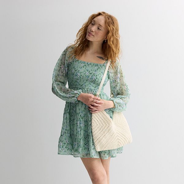 

Платье с длинным рукавом и присборенным лифом Juniors Rewind, Mystic Aqua Floral