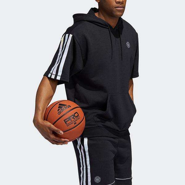 Футболка dm ss hoodle casual breathable basketball hooded sports short sleeve black Adidas, черный — фото 4