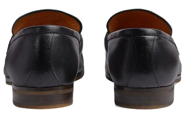 Кроссовки leather grosgrain trim dress loafers 'black red' Gucci, черный — фото 4