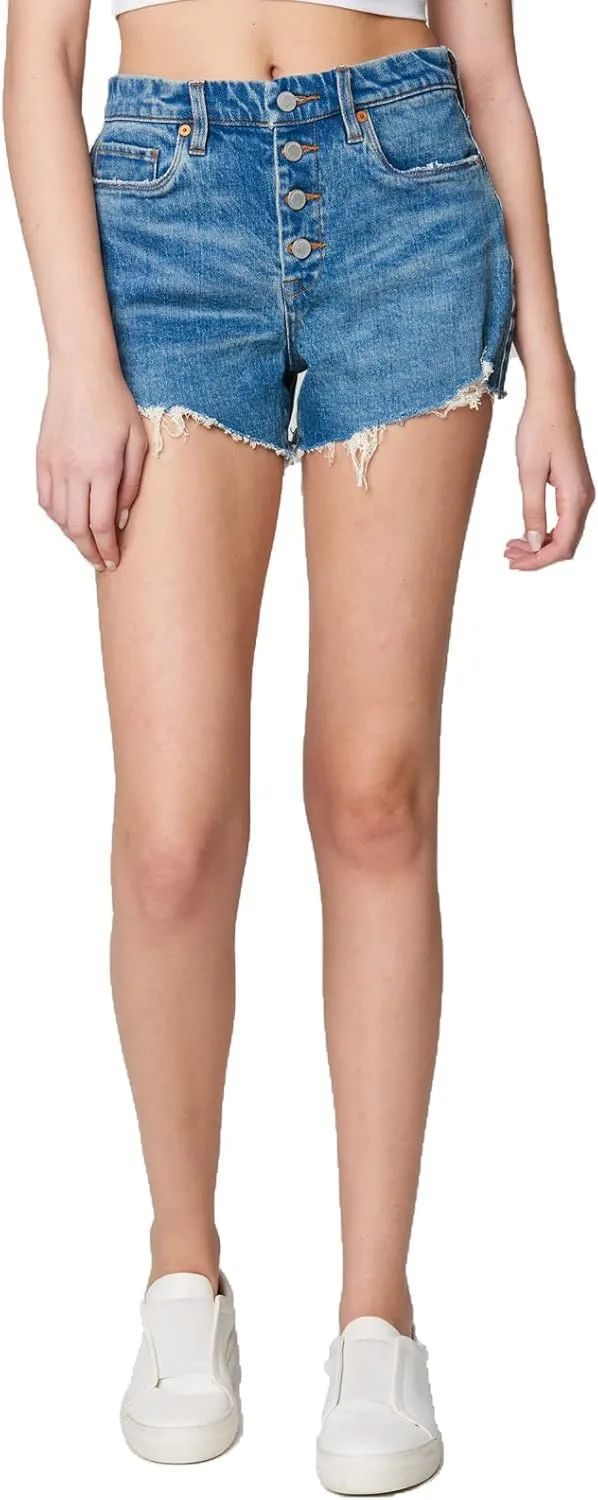 

[BLANKNYC] Женские джинсовые шорты с высокой посадкой и открытой застежкой на пуговицах