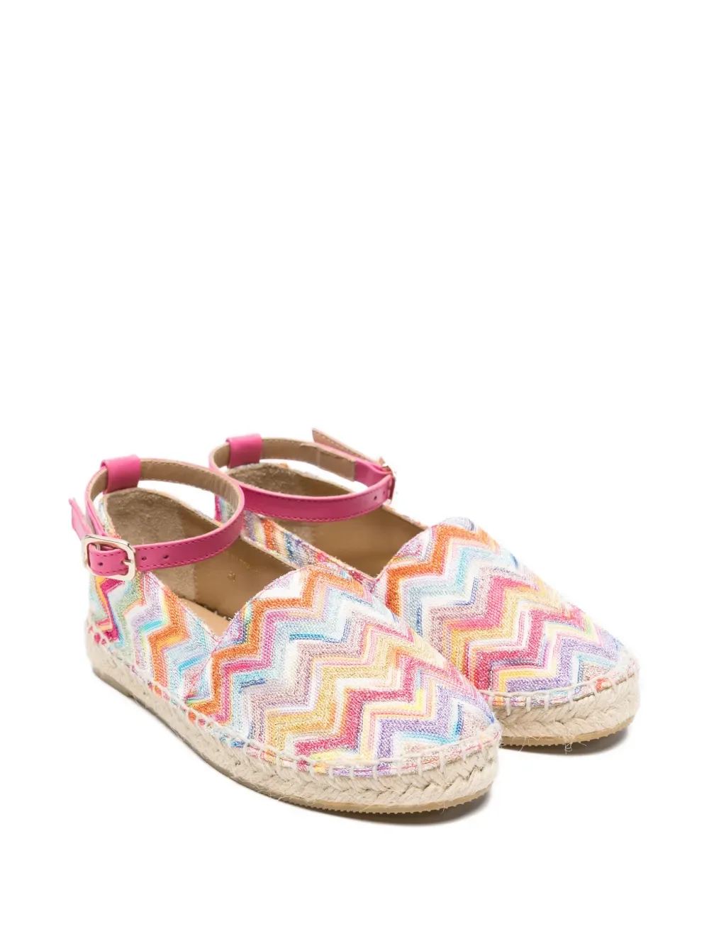 Балетки с ремешком на щиколотке и зигзагообразным узором Missoni Kids, розовый