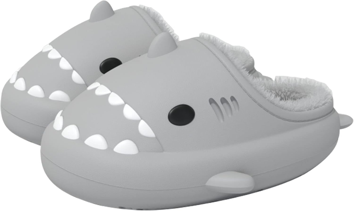 

Зимние шлепанцы Zureto с рисунком акулы, мужские и женские зимние тапочки с акулой, милые, удобные и модные домашние и уличные тапочки, серый
