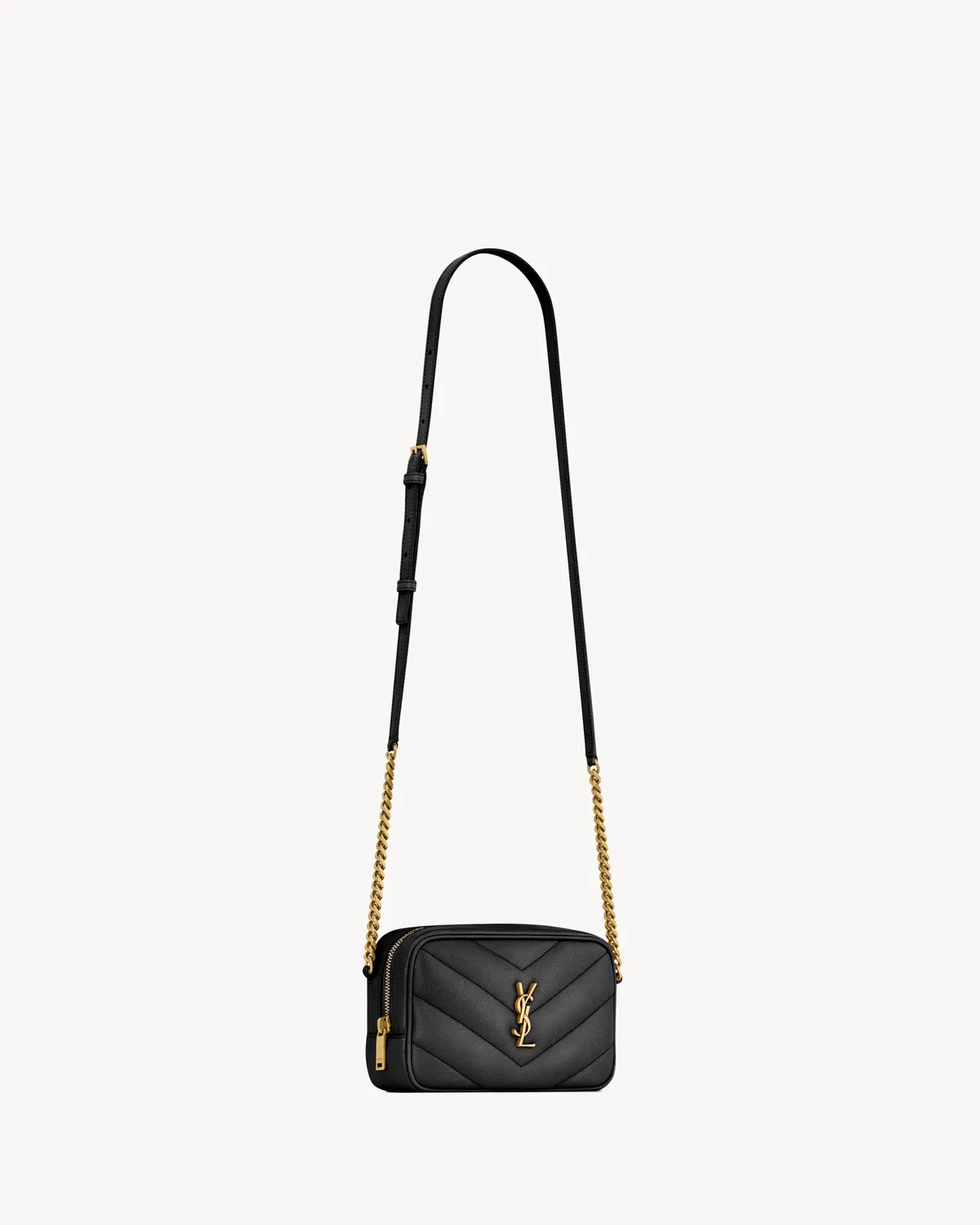 Мини-сумка-камера LOULOU из ягнячьей кожи SAINT LAURENT, черный — фото 4