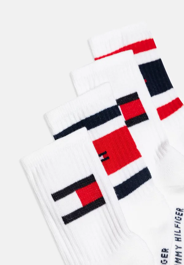 Детские носки унисекс с флагом и спортивной полоской, 4 пары. Tommy Hilfiger, White — фото 2