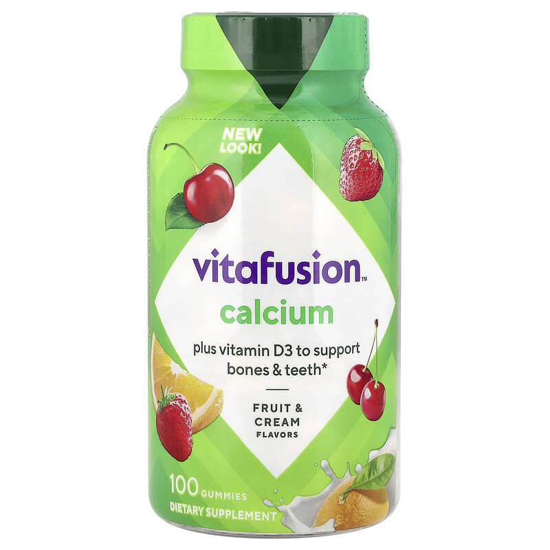 

VitaFusion, кальций, натуральный фруктово-сливочный вкус, 500 мг, 100 жевательных таблеток (250 мг в 1 таблетке)