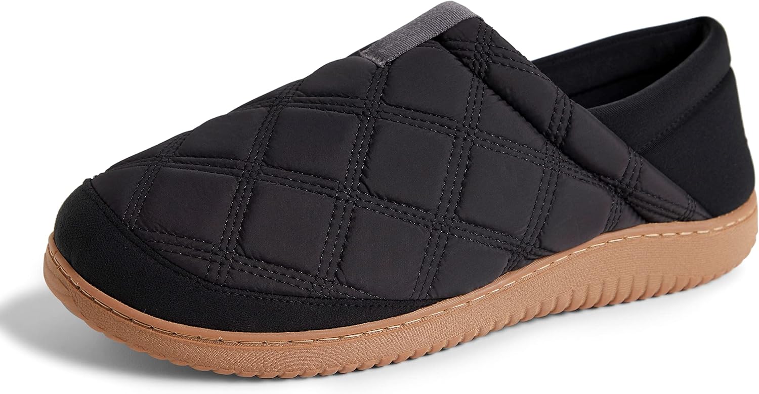 

Мужские тапочки Dearfoams River с закрытой пяткой из нейлона для дома и улицы с эффектом памяти и возвратом энергии, черный