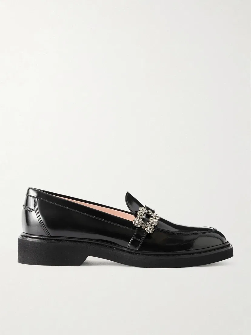 Туфли-лоферы Viv из глянцевой кожи с украшениями Roger Vivier, черный