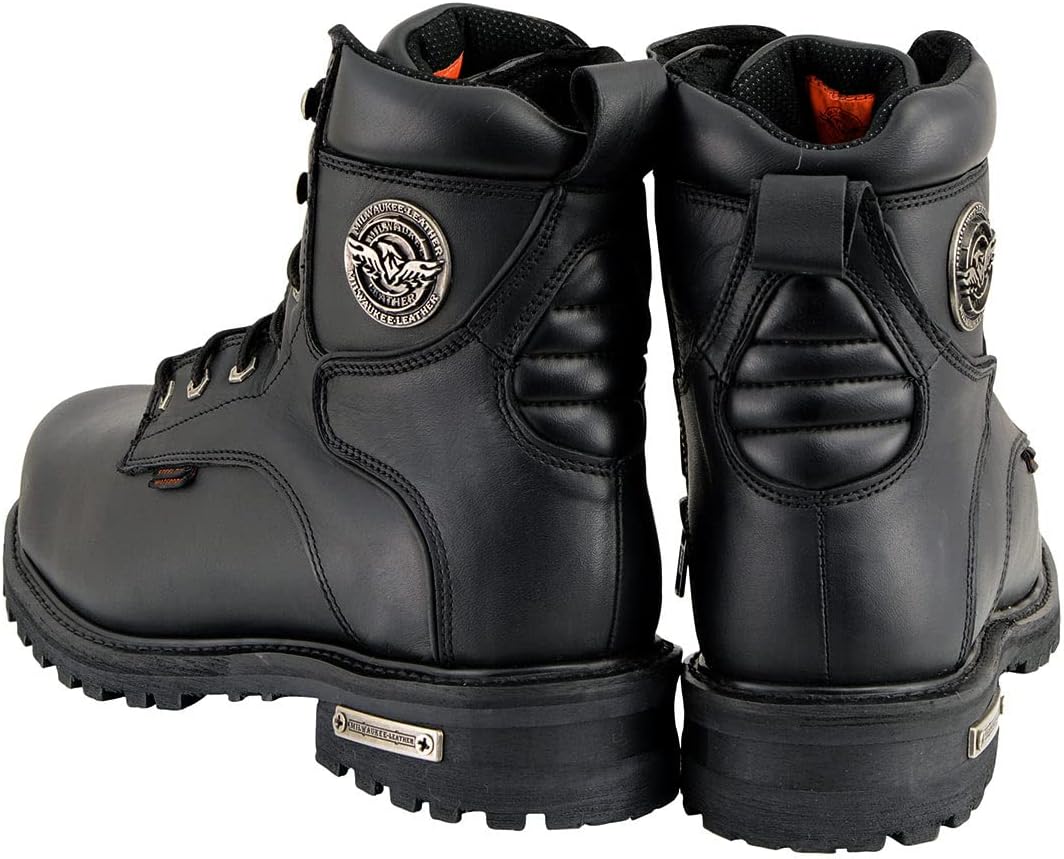 Milwaukee Leather MBM9097WPST мужские черные широкие 15 см Logger Steel Toe водонепроницаемые кожаные ботинки- 12 Вт ‎Milwaukee Leather — фото 4