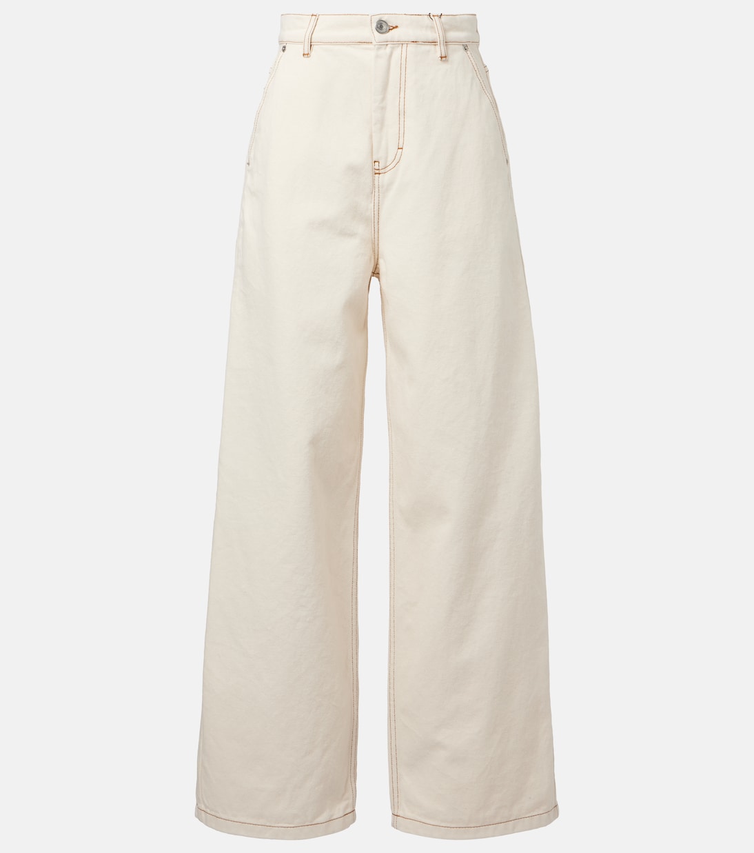

Джинсы с высокой посадкой и широкими штанинами Ami Paris, White Cream