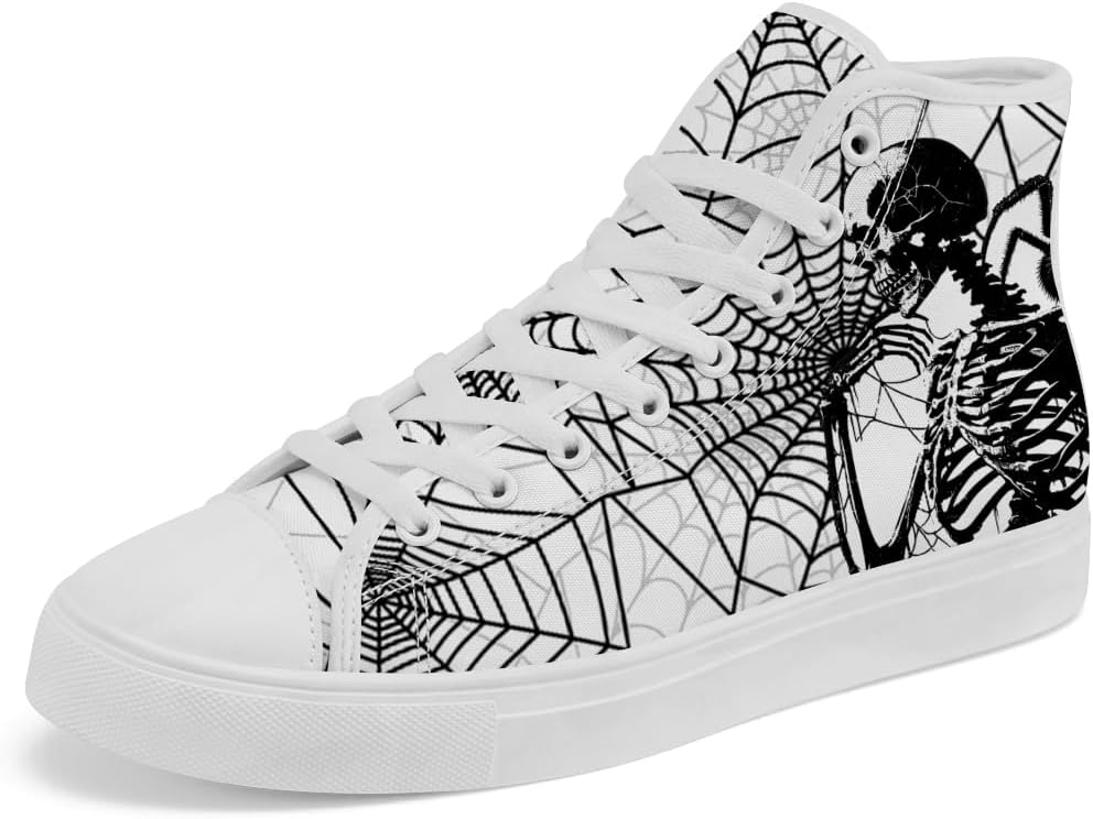 

Кеды на высокой подошве Chebing с рисунком черепа, готические сникерсы на шнуровке, повседневная обувь, подарок для мужчин и женщин, белый/черный