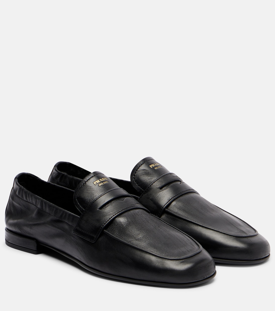 Кожаные лоферы Prada, черный