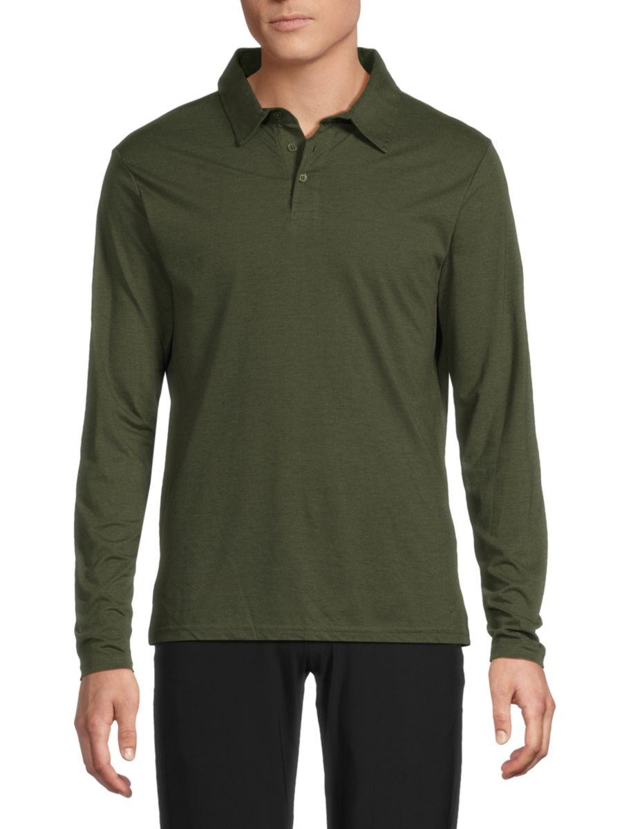 

Рубашка-поло с длинным рукавом Triblend Saks Fifth Avenue, цвет Deep Olive