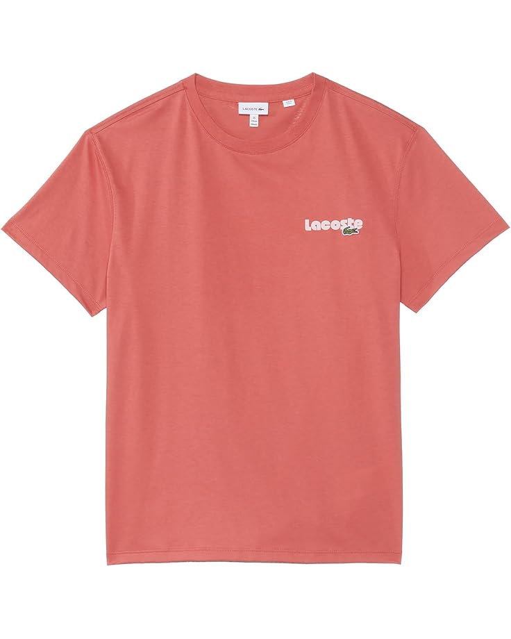 

Футболка Lacoste Kids Short Sleeve Crew Neck Large Wording Colorful Graphic Tee Shirt, цвет Sierra Red