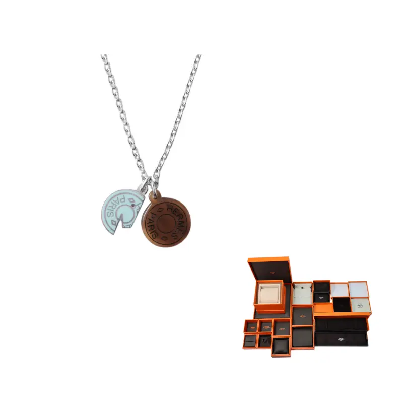 

HERMES Карусельный рог лакированная отделка металл палладированное покрытие металлические колье унисекс Silver