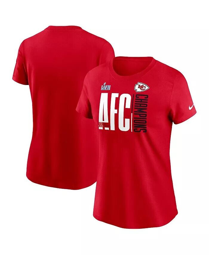 

Красная женская футболка с культовой символикой Kansas City Chiefs 2022 AFC Champions Nike