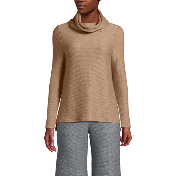 

Женский свободный топ с длинным рукавом и капюшоном Lands' End, цвет coriander heather