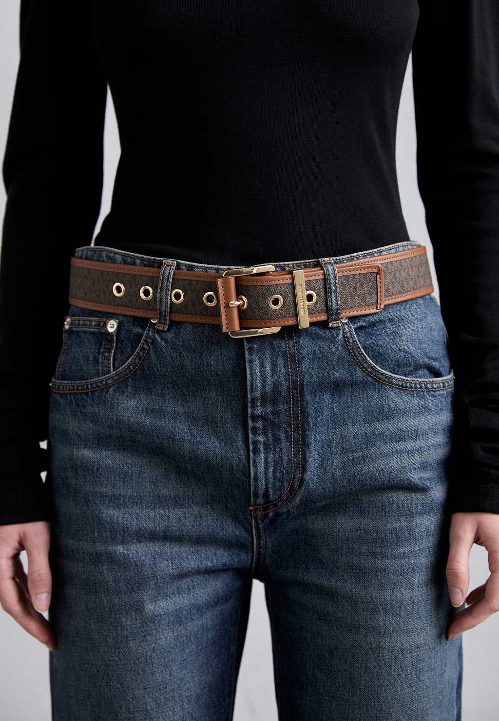 

Пояс LOGO BELT WITH GROMMETS MICHAEL Michael Kors, коричневый