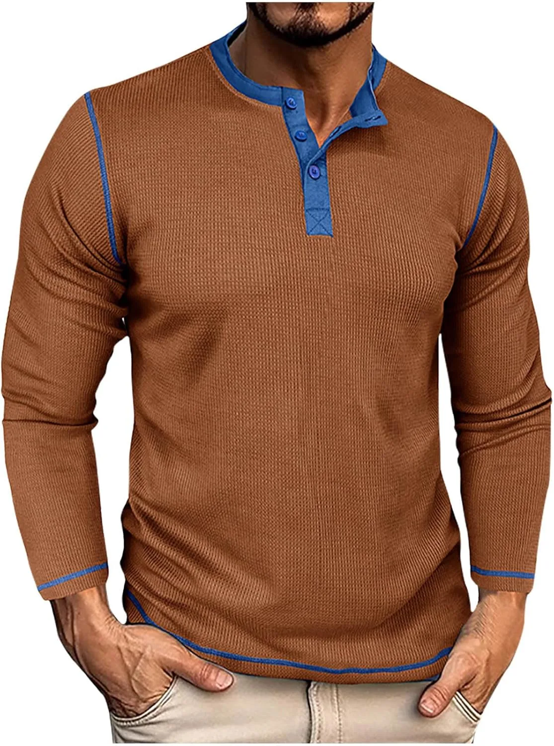 

Футболка для тренировок мужская Henley с длинным рукавом