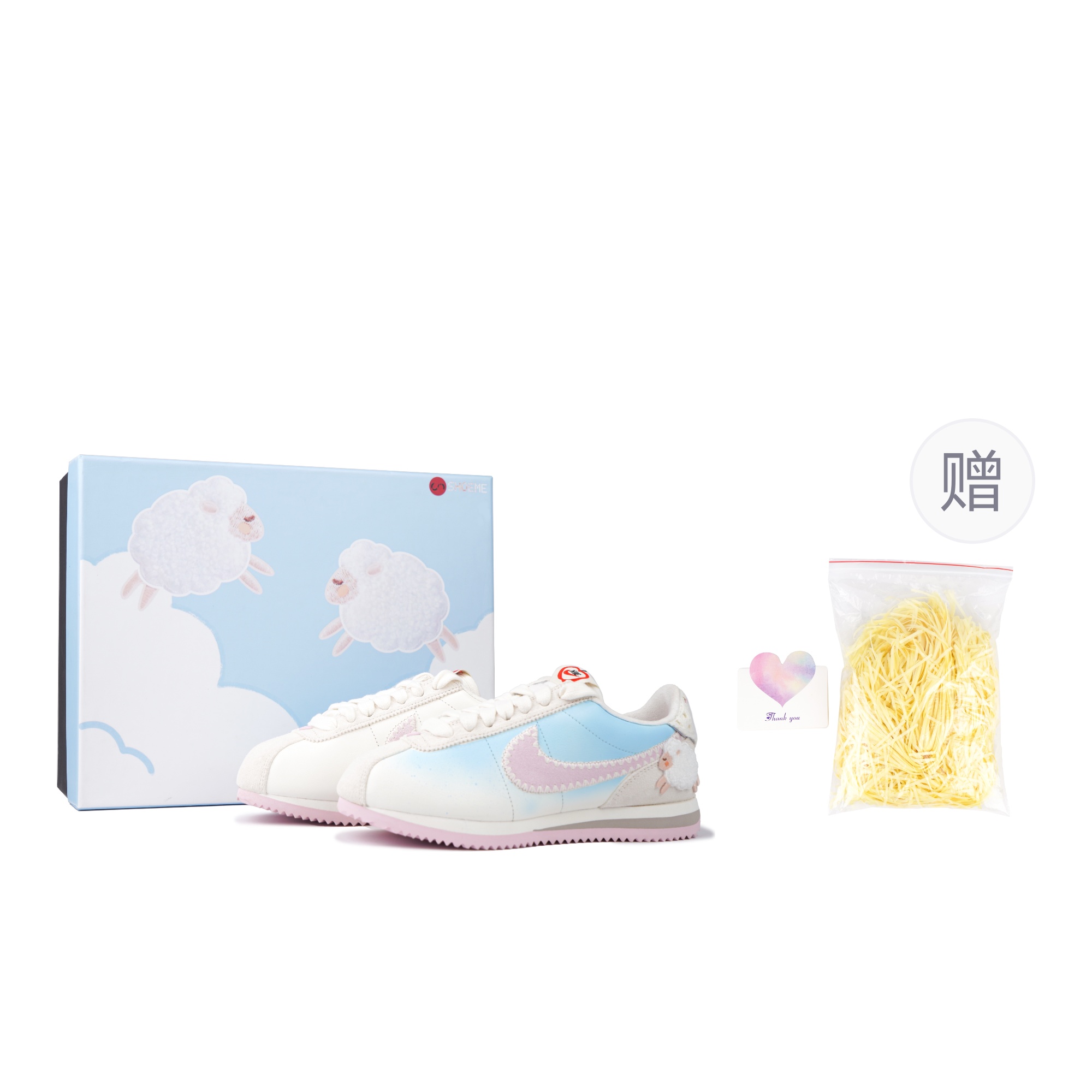 Nike Женские кроссовки Cortez Abrasion-Resistant Low-Top Running Shoes сине-розовые - Синий/Розовый, Подарочные, цвет Blue/Pink, Giveaway