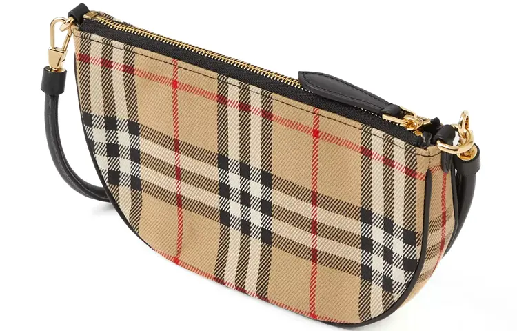 Женская сумка-полумесяц Burberry Olympia из канваса с кожаной отделкой — фото 2