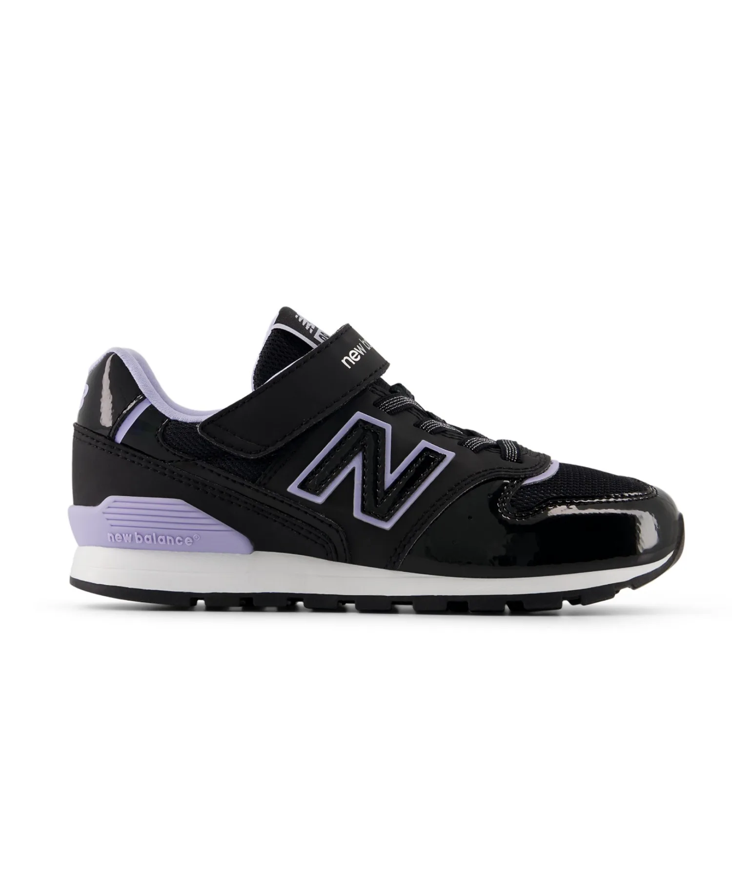 Детские кроссовки на липучках 996 Bungee with Top Strap New Balance чёрно-фиолетовые