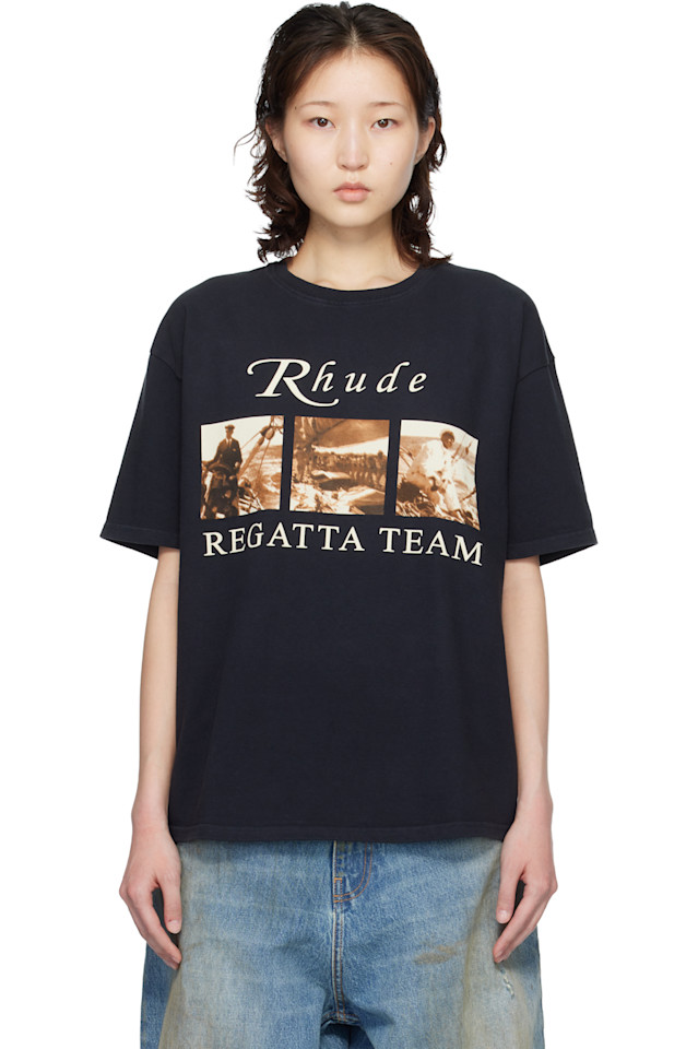 

Rhude Черная футболка с символикой тура регаты USVI
