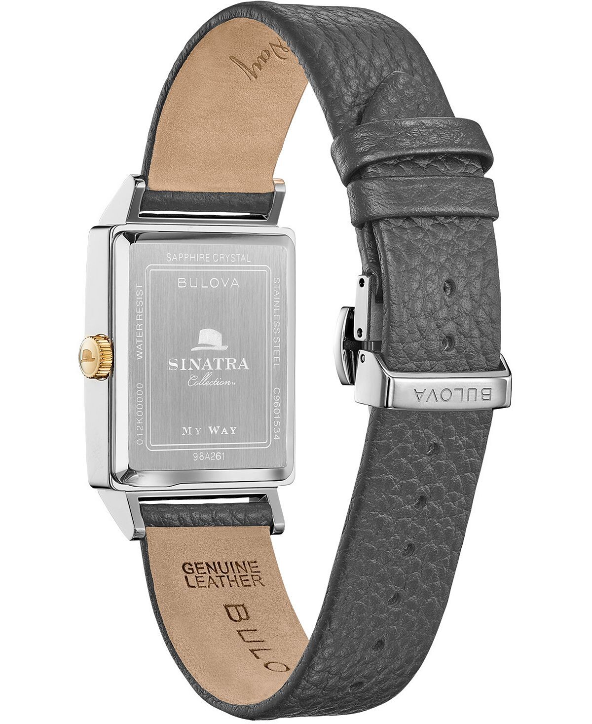Мужские часы Frank Sinatra My Way с серым кожаным ремешком, 29,5 x 47 мм Bulova — фото 4
