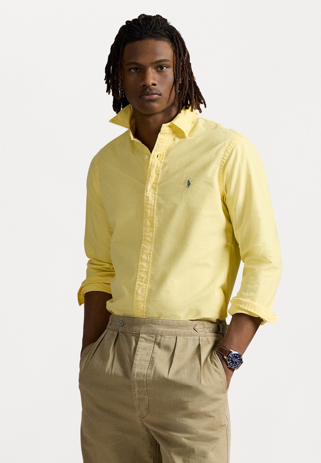 

Рубашка SLIM FIT GARMENT-DYED OXFORD SHIRT Polo Ralph Lauren, цвет Wicket Yellow
