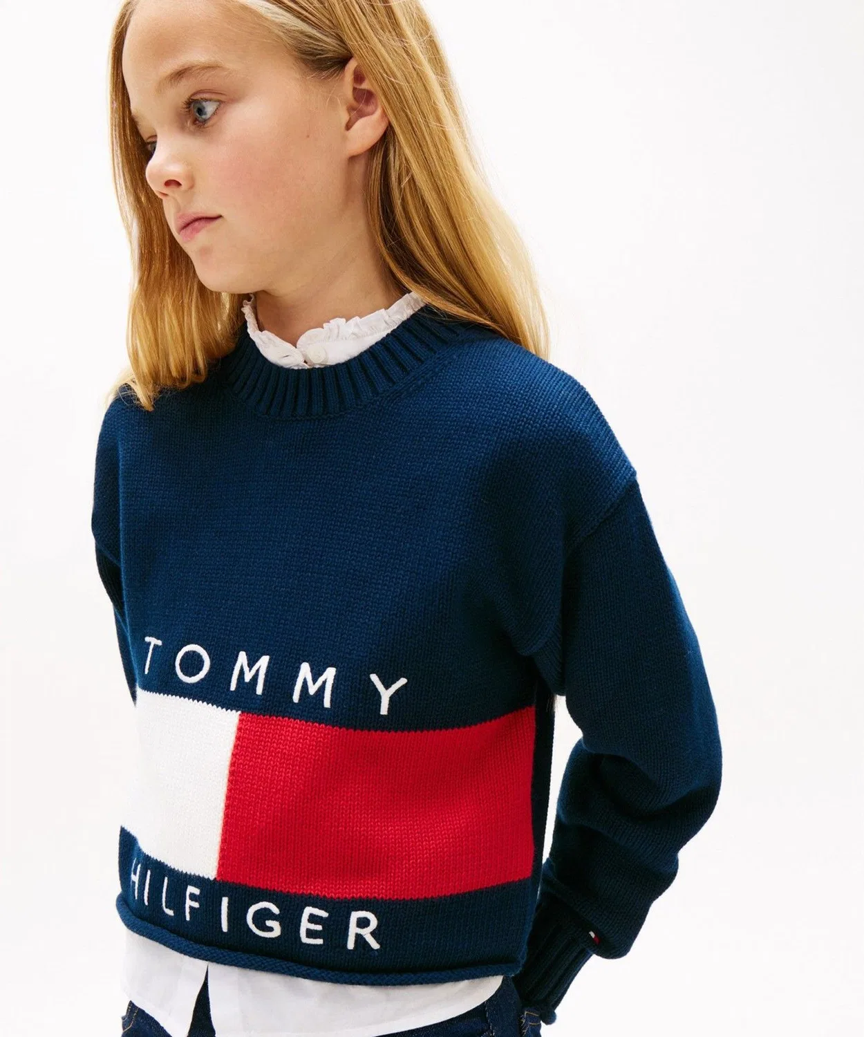 Свитер Tommy Hilfiger Heritage для девочек, белый — фото 2