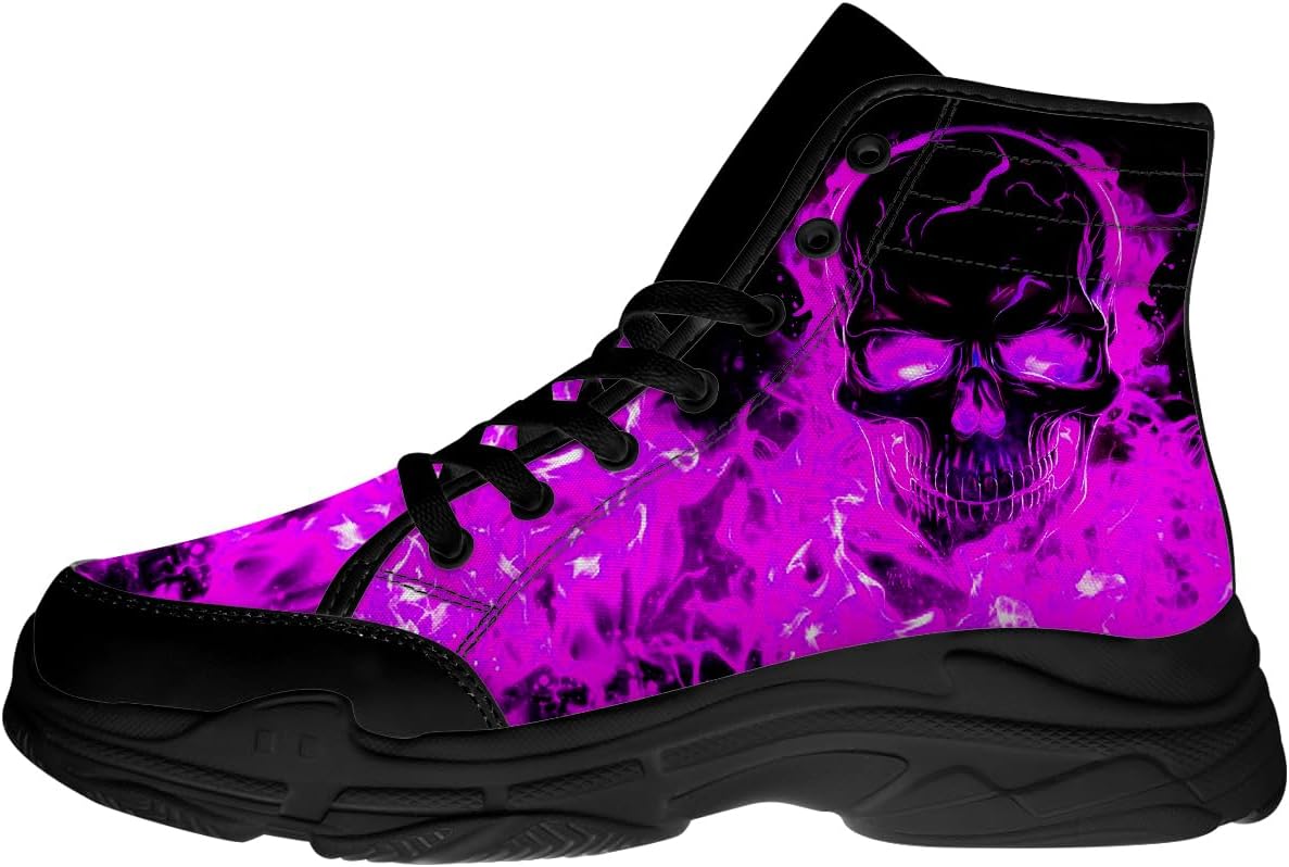 

Кроссовки Quorax Flame Skull для мужчин, высокие, на шнуровке, из текстиля, подарок для него и для нее, черный