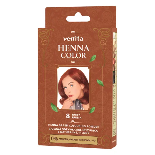 Травяной кондиционер для окрашивания волос с хной 8 рубин, 30 г Venita Henna color, цвет 8 rudy — фото 2