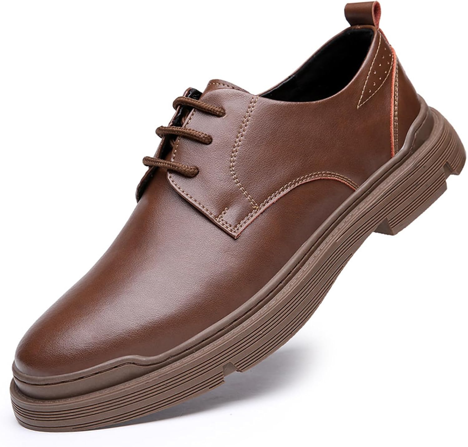 

Мужские кожаные кроссовки на шнуровке, модные низкие, с круглым носком, повседневные, без шнурков, кожаные, удобные, нескользящие, водонепроницаемые, деловые формальные туфли оксфорды Galonfulty, коричневый