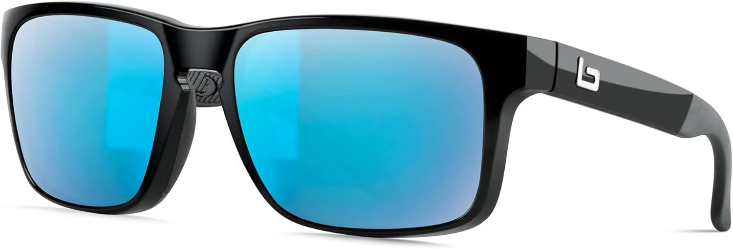 

Классические солнцезащитные очки Bnus итальянского производства с линзами Corning из настоящего стекла и возможностью поляризации B.N.U.S, Black / Blue Flash Lens